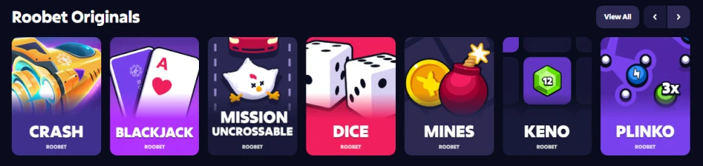 Roobet Izvirne Igre